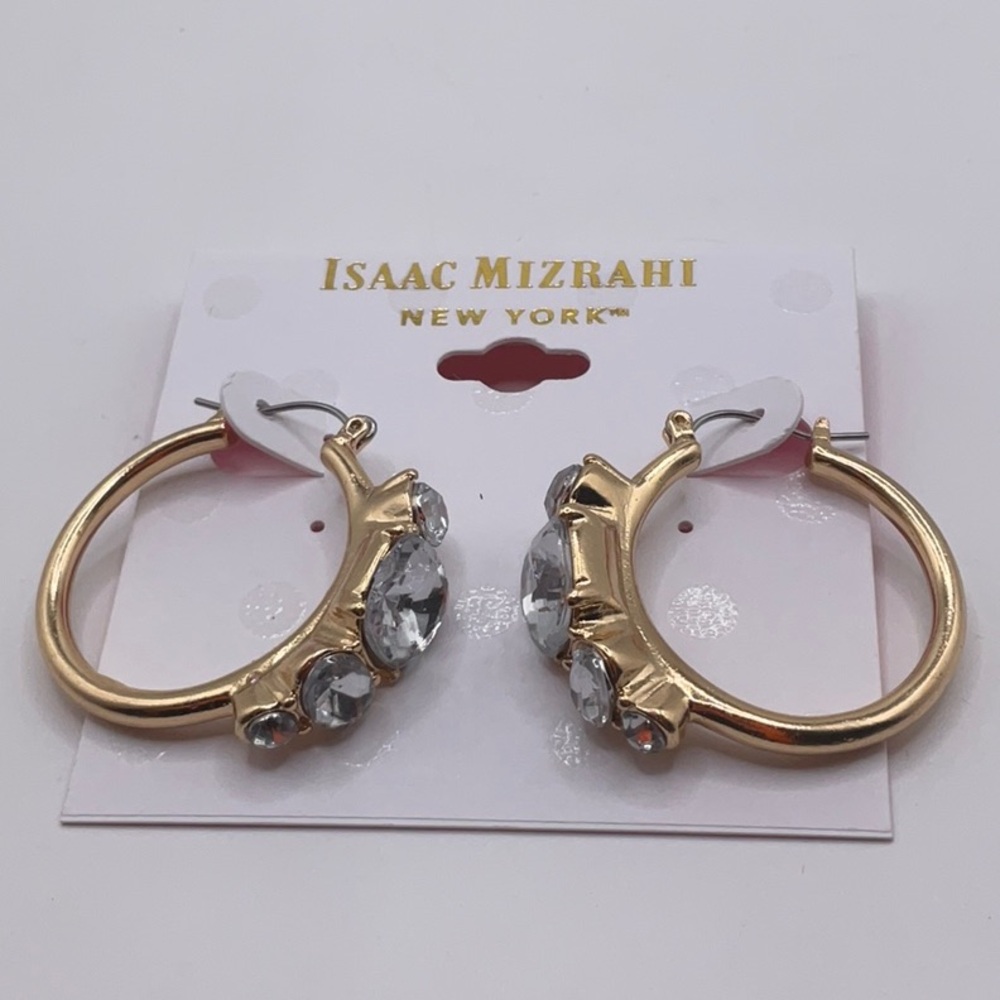 Isaac Mizrahi Gold and Silver Minimalist Hoop Earrings